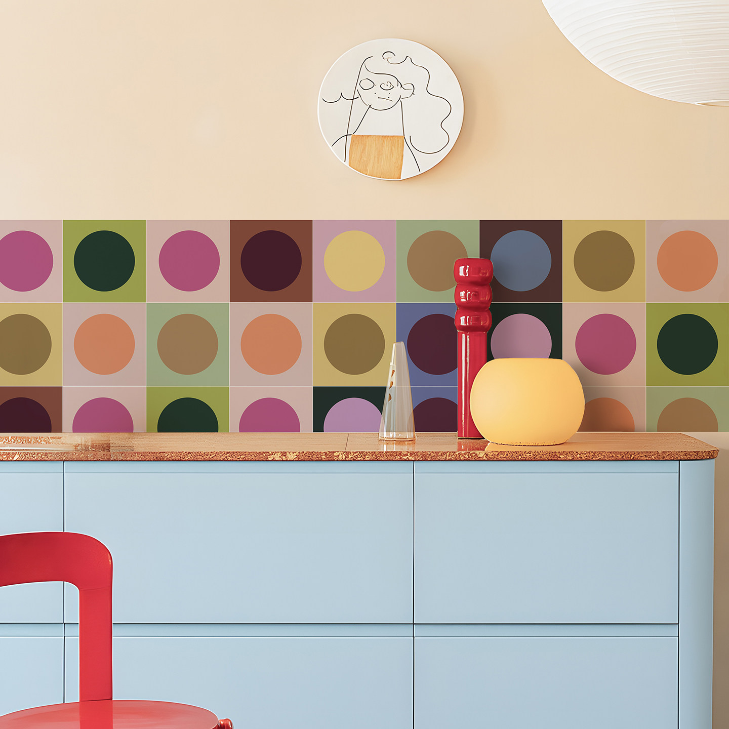 孟菲斯彩色瓷砖贴纸厨房防油贴纸自粘耐高温防水防油污橱柜油烟机,淘宝优惠券,粉丝福利购,淘宝优惠卷