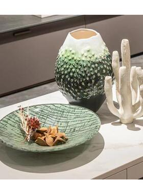 现代侘寂风组合摆件肌理珊瑚花瓶花器果盘简约客厅餐桌茶几装饰品