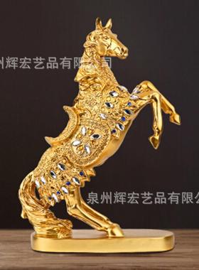 厂家直销欧式金色战马摆件家居办公轻奢装饰品生肖马摆件工艺礼品