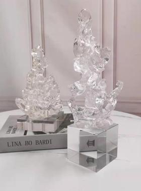 现代简约假山摆件样板房间透明树脂茶几桌面电视柜创意软装饰品