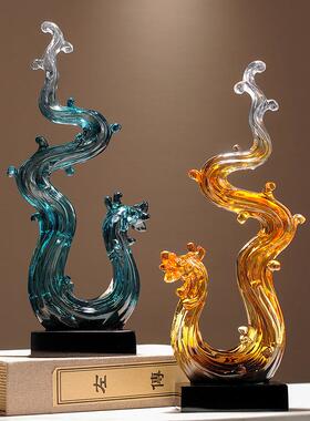 风生水起水晶龙摆件简约现代抽象艺术客厅电视柜酒柜装饰品高级感