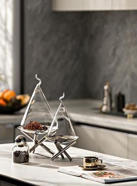 简约现代金属不锈钢水果盘果盆软装饰品样板间餐桌托盘收纳盘摆件