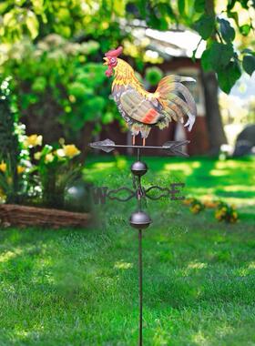 欧洲风格彩绘公鸡风向标花插乡村风格花园装饰