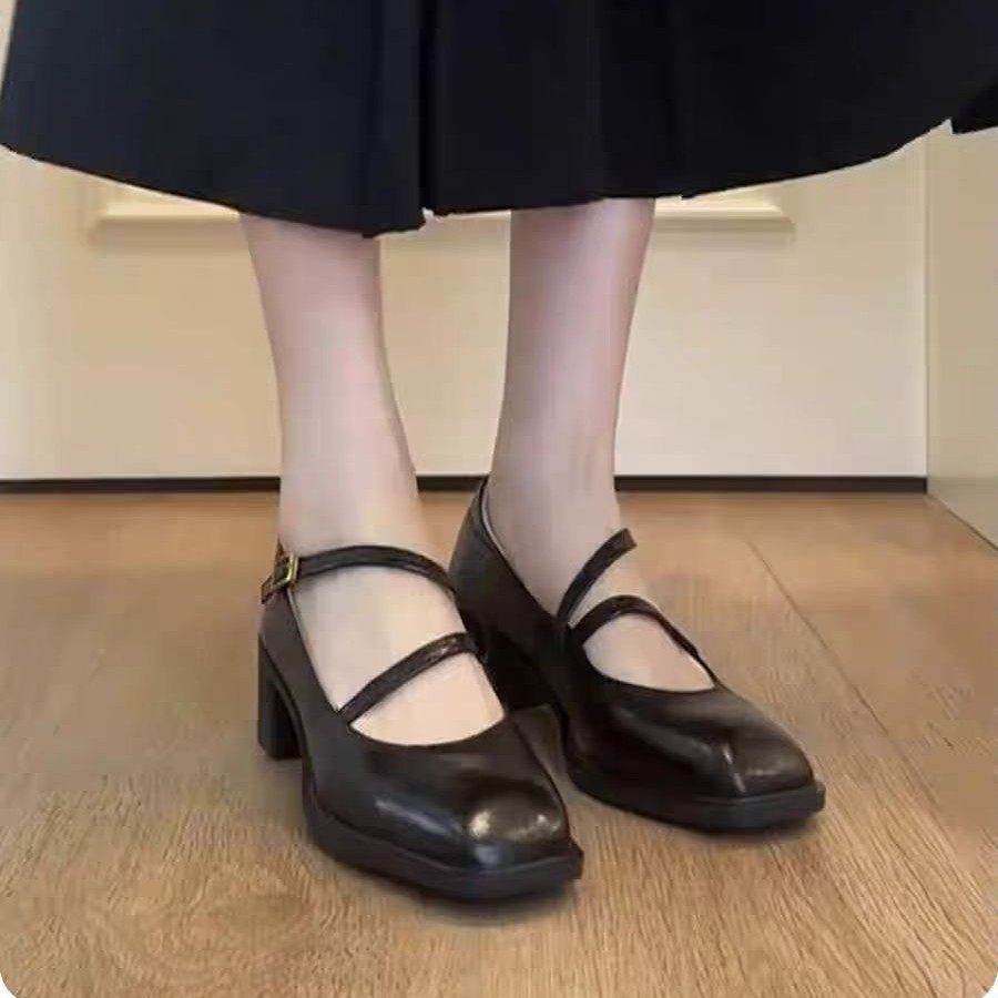 羊皮版法式单鞋粗跟绝美复古玛丽珍女鞋高跟鞋女气质高级不累脚,淘宝优惠券,粉丝福利购,淘宝优惠卷