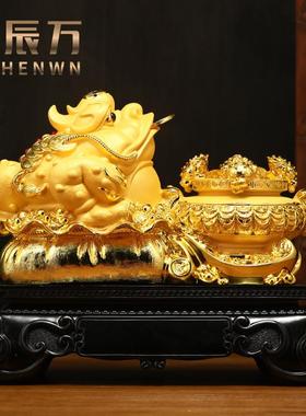 招财八方聚财金蟾桌面摆件客厅办公室装饰品乔迁新居礼物开业摆件