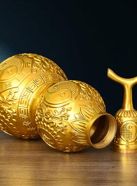 黄铜葫芦摆件开盖空心八卦铜葫芦大号风水招财挂件家居客厅装饰品