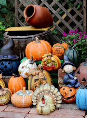 花园装饰庭院南瓜草装饰品覆古万圣节覆活节烛台景观照片道具