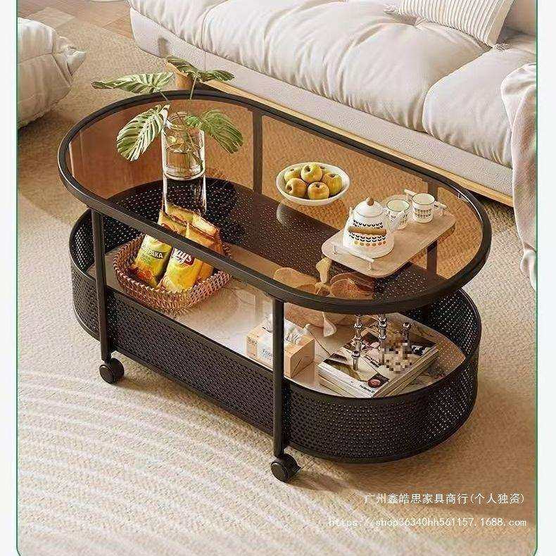 奶油风轻便可移动边几小户型客厅茶几沙发侧边带轮简约收纳小推车,淘宝优惠券,粉丝福利购,淘宝优惠卷
