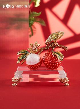 罗比罗丹《大吉大利》商务礼品摆件创意珐琅彩工艺荔枝家居饰品