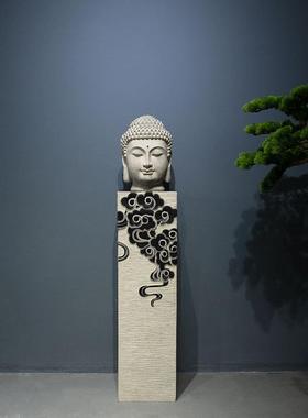 复古禅意大号佛头佛首佛像佛系装饰品玄关走廊客厅酒柜文艺摆件