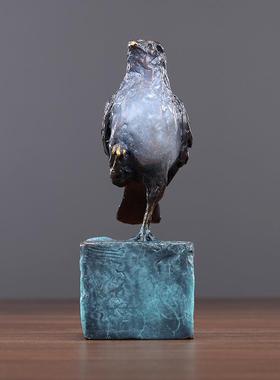 黄铜《瑶池女使》喜鹊吉祥鸟摆件家居礼品办公室办公桌书桌摆设