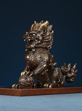 包邮黄铜獬豸瑞兽摆件 家居装饰品工艺品客厅门厅开业礼品摆设