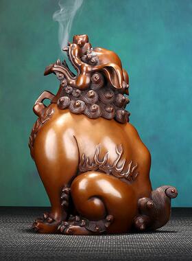 包邮紫铜狮子香熏炉家用室内香道茶道用品盘香炉仿古瑞兽铜工艺