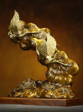 黄铜摆件《鹤庆祥和》灵鹤家居饰品铜工艺品客厅办公室装饰礼品