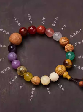 灵隐新款九紫离火水晶十八籽手链