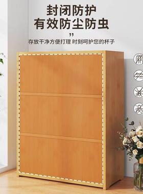 小型桌面厨房餐边柜收纳防尘柜子简易橱柜家用实木台面咖啡杯置物