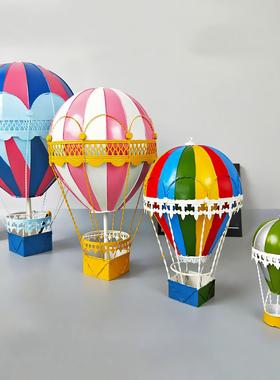 北欧复古热气球装饰摆件创意金属吊饰手工艺品摄影酒吧橱窗类道具