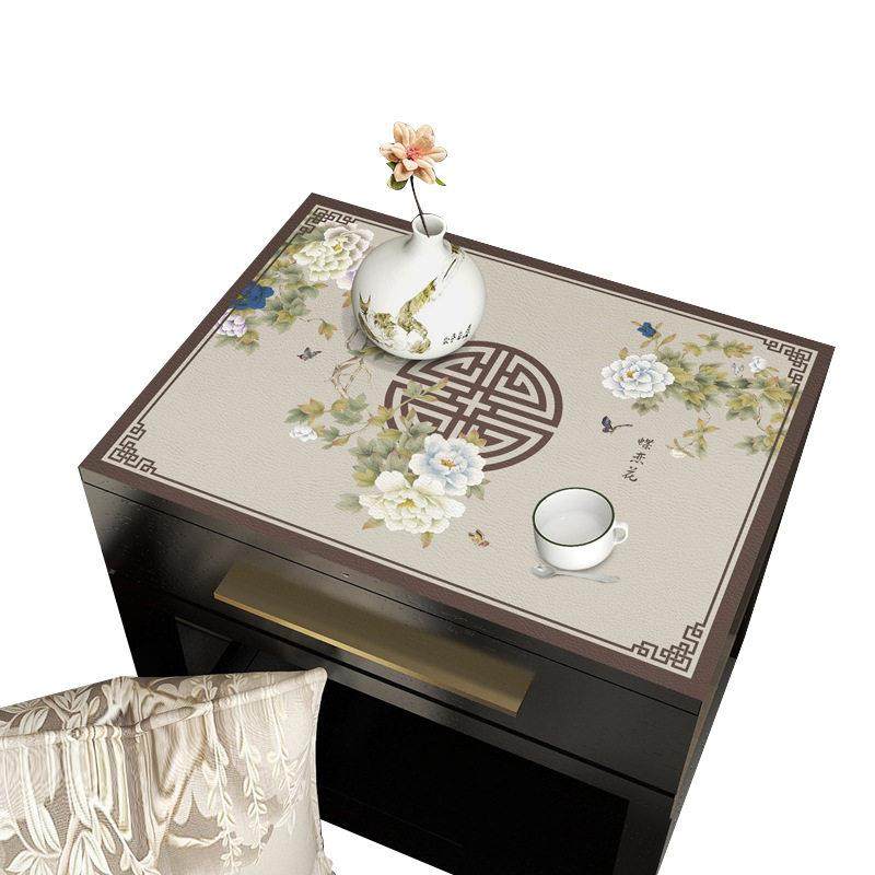 新中式花鸟风月皮革防尘床头柜桌垫布防水pu桌垫家用免洗边柜桌布,淘宝优惠券,粉丝福利购,淘宝优惠卷