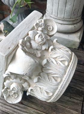 欧式罗马柱花盆庭院阳台复古装饰 合成树脂柱子摆件