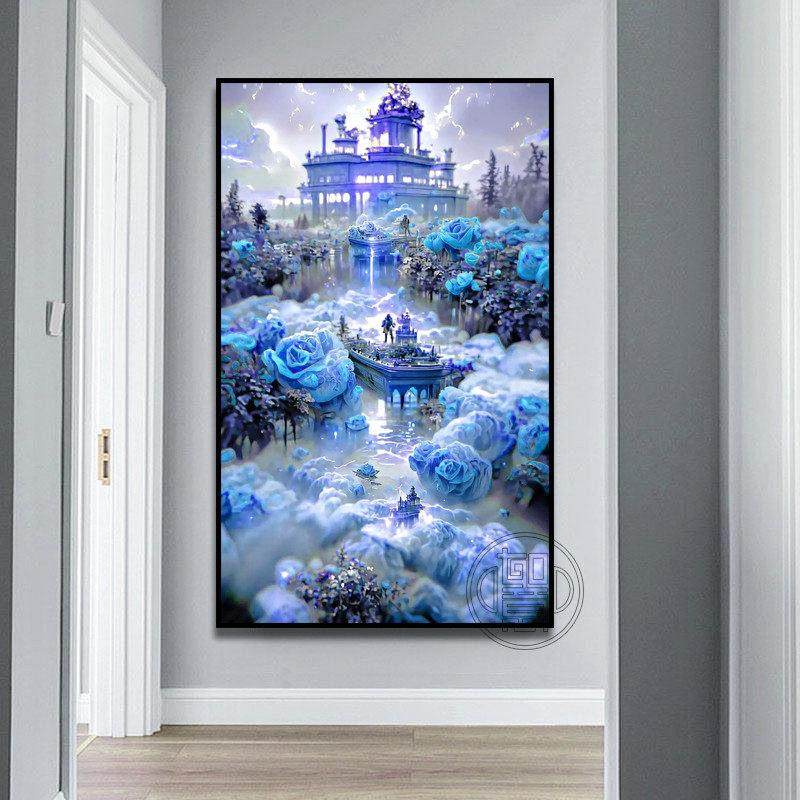 蓝色妖姬5d立体钻石画满钻玄关卧室贴钻十字绣梦幻风景手工砖石绣,淘宝优惠券,粉丝福利购,淘宝优惠卷
