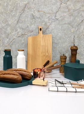 样板房软装厨房样板间摆件菜谱组合面包蔬菜锅具北欧式装饰品