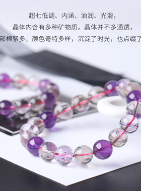 天然手链优茂金草莓水晶