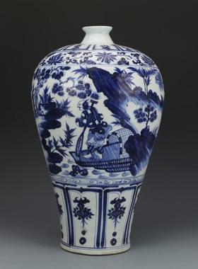 元青花萧何月下追韩信纹梅瓶古董古玩收藏品包老老物件瓷器摆件