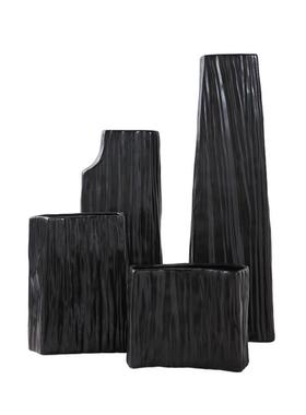 现代简约家居客厅餐桌黑白色创意插花器花瓶摆件样板房酒店装饰品