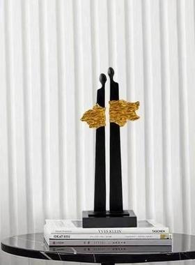 OTHER简约抽象摆件样板房铁艺现代创意装饰品桌面人物黑色金属