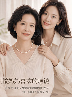 妈妈生日礼物天然淡水珍珠项链女妈妈款正品925银母亲节轻奢颈链