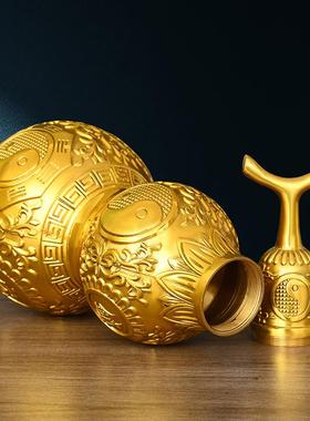 黄铜葫芦摆件开盖空心八卦铜葫芦大号风水招财挂件家居客厅装饰品