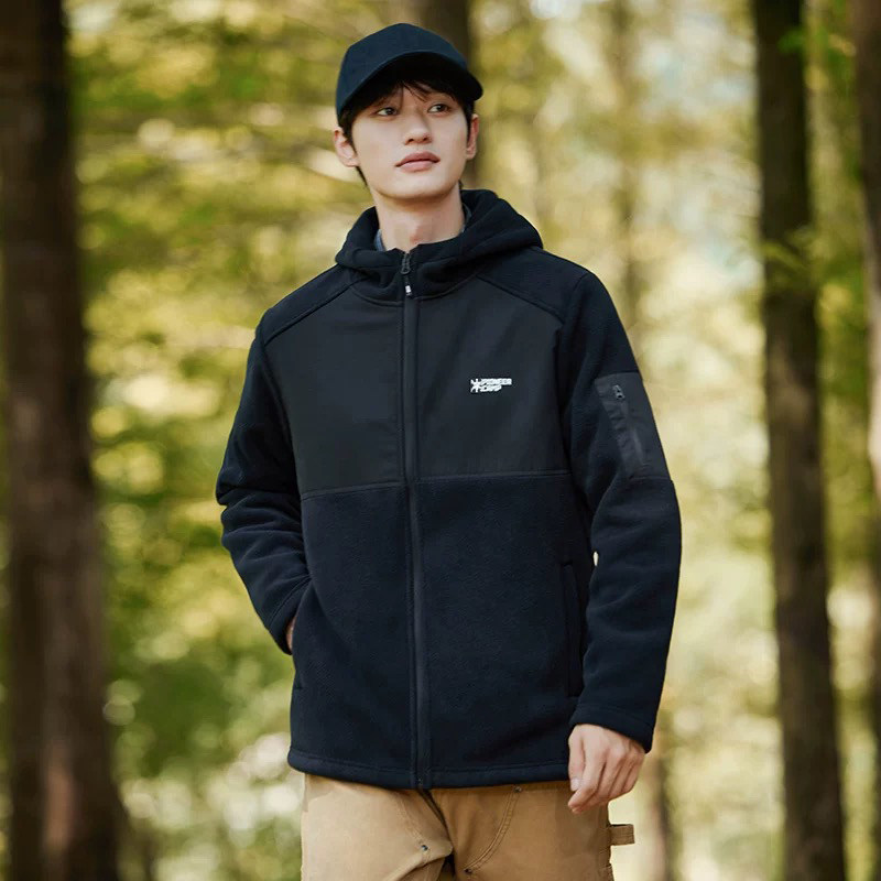 秋冬上新！拓家男装秋冬连帽开衫加绒加厚户外百搭保暖摇粒绒外套,淘宝优惠券,粉丝福利购,淘宝优惠卷