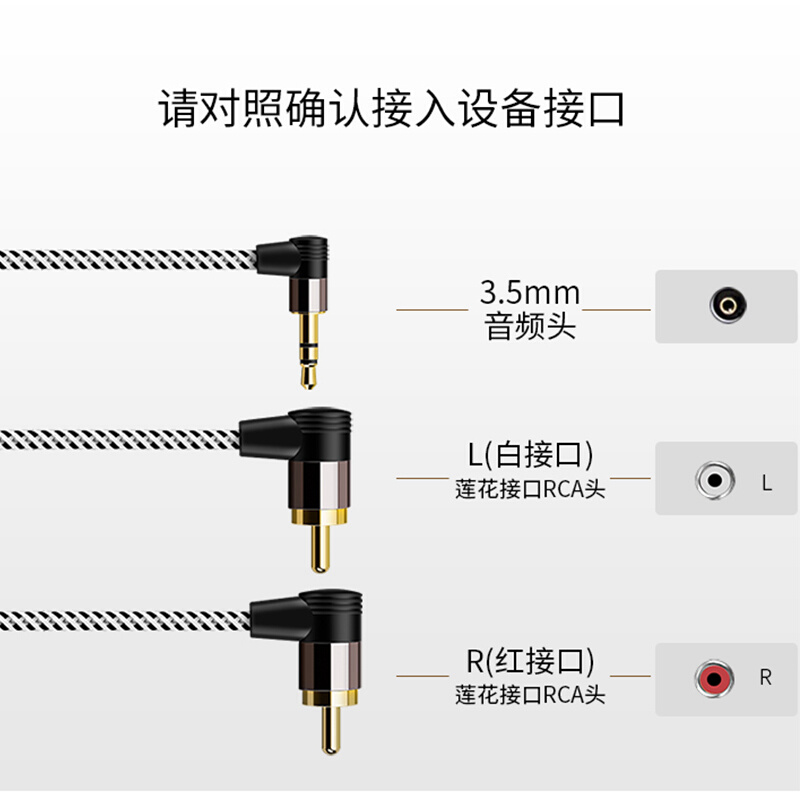 90°双弯头3.5mm转双莲花头音频线棉网一体式拉伸畅快传输线音 - 图1