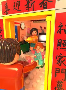 哲高612015复古大街街景建筑怀旧80后房子别墅儿童益智拼装积木