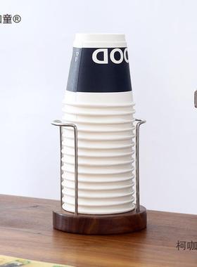 黑胡桃木纸杯架高颜值一次性杯子收纳架桌面取杯架麦太保