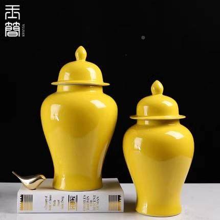 新中式黄楼花样瓶摆件板间民宿售处BJG酒店家居落地花瓶将军罐色,淘宝优惠券,粉丝福利购,淘宝优惠卷