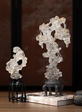 新中中古风件高级摆式感透明太湖石透装明树脂假RZB-2881山茶室书