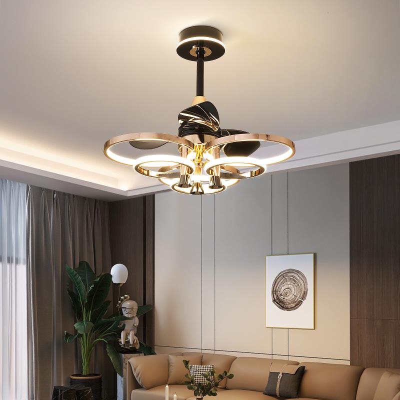 餐厅风扇灯现代轻奢客厅卧室吊扇灯家用智能饭厅餐桌变频风扇吊灯 - 图2
