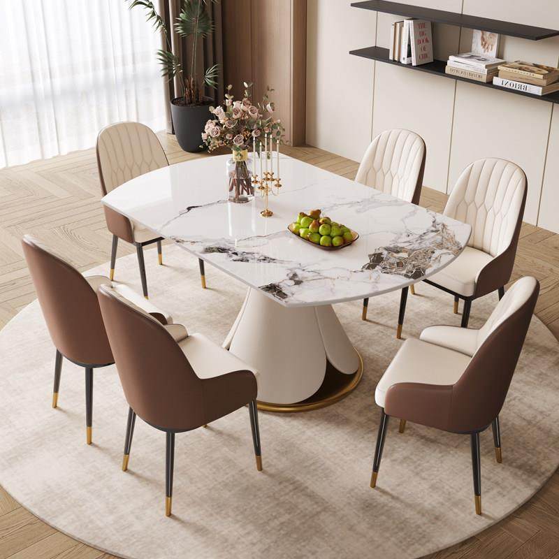 旋转岩板餐桌椅组合轻奢可伸缩折叠大圆桌简约现代家用小户型饭桌,淘宝优惠券,粉丝福利购,淘宝优惠卷