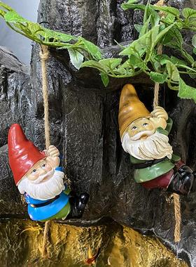 灵精盆栽MBE挂件花园假山装饰圣胡子老人挂饰白家居庭诞院装饰品