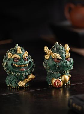 国潮福禄如意小麒麟一对摆件可爱瑞兽吉祥物家居办公室桌面装饰品