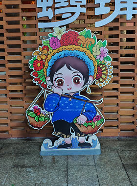 【簪花女摆件】景区商业街商场店铺门口游客网红拍照打卡装饰摆件