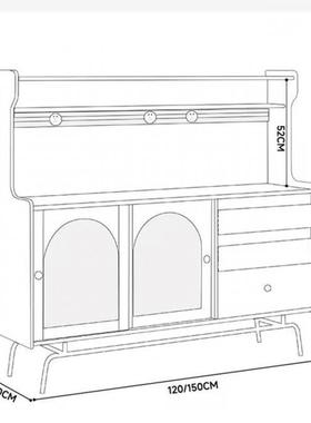 北欧实木餐边柜客厅靠墙岩板上下柜靠墙一体柜多功能柜中古茶水柜
