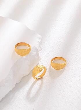 儿童款宝宝金色复古戒指寓意聪明宝贝婴儿满月饰品周岁鼓励手饰