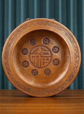 纯紫铜十二生肖游龙聚宝盆门厅门海家居玄关装饰品铜缸摆件