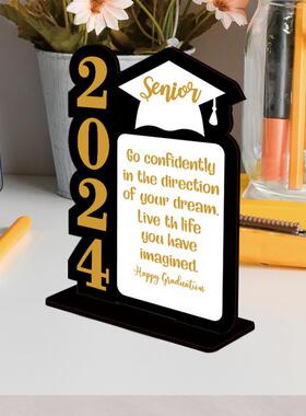 跨境爆款2024年毕业季学生相框摆台木制组合毕业寄语支架桌面摆件