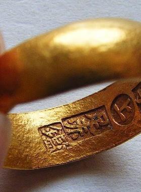 新中式复古时尚新款黄金色古法戒指轻奢个性食指简约设计感指环戒