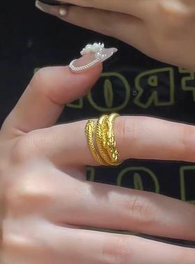 轻奢高级感盘龙戒指女2023新款神龙摆尾龙形时尚百搭指环送女友