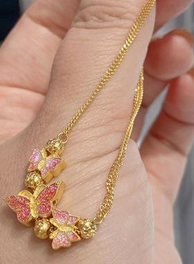 庄生梦蝶黄金色蝴蝶手链气质新款时尚珐琅手环高级爆闪转运珠送闺