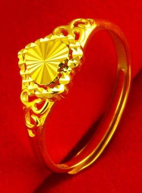 黄金色古法戒指女款A指环爱心形时尚简约轻奢首饰送女友爆款